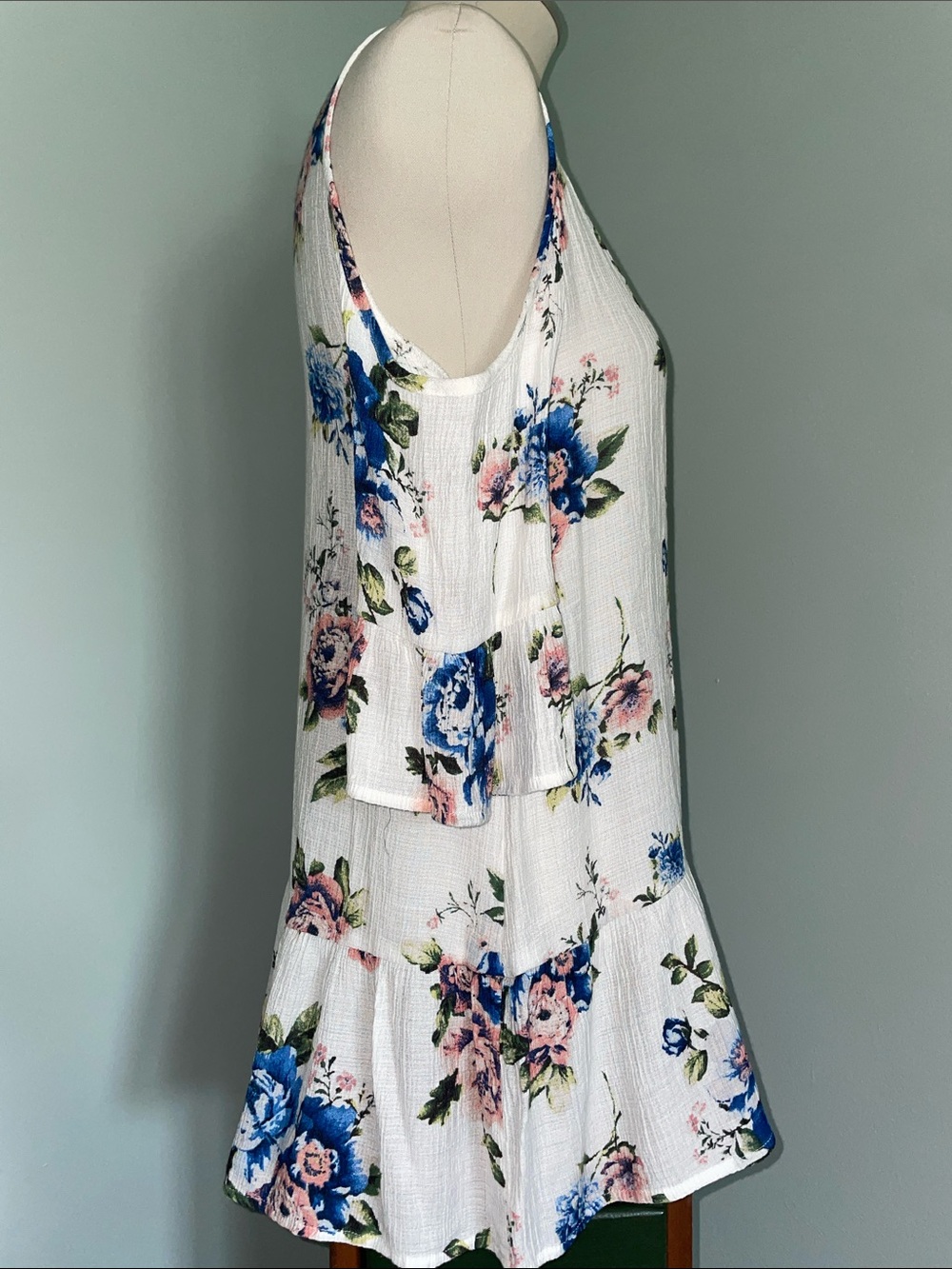 Blu Pepper Women’s Medium Floral Cold Shoulder Tunic Blouse White Blue Pink - Picture 5 of 12